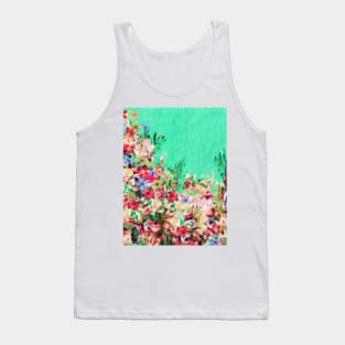 Floral and Crumpled Crepe Pattern Tank Top